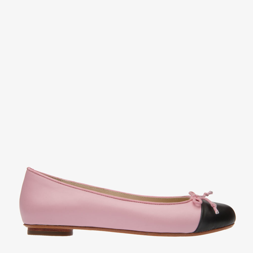 Tina Two tone Pink and black leather Ballet flat