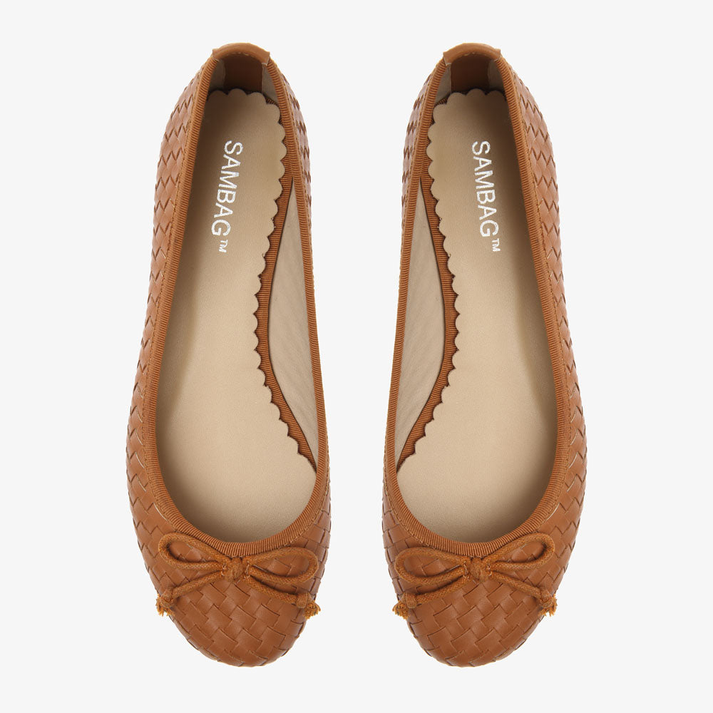 Tina Tan Woven Microfibre Leather Ballet Flat