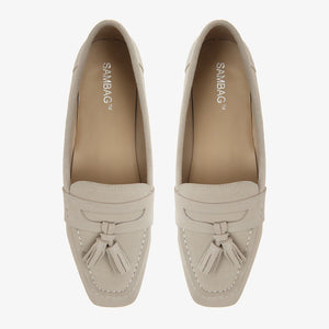 Gemma Stone Suede Loafer with Tassle