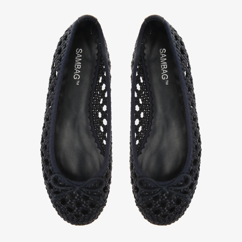 Natalie Navy Woven ballet Flat