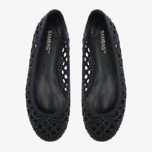 Natalie Navy Woven ballet Flat