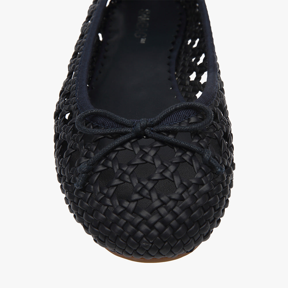 Natalie Navy Woven ballet Flat