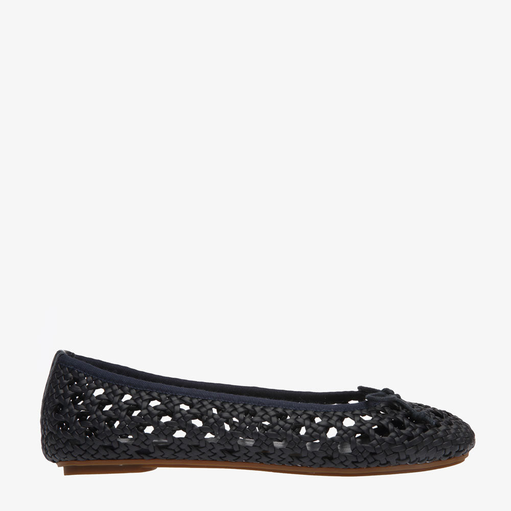 Natalie Navy Woven ballet Flat