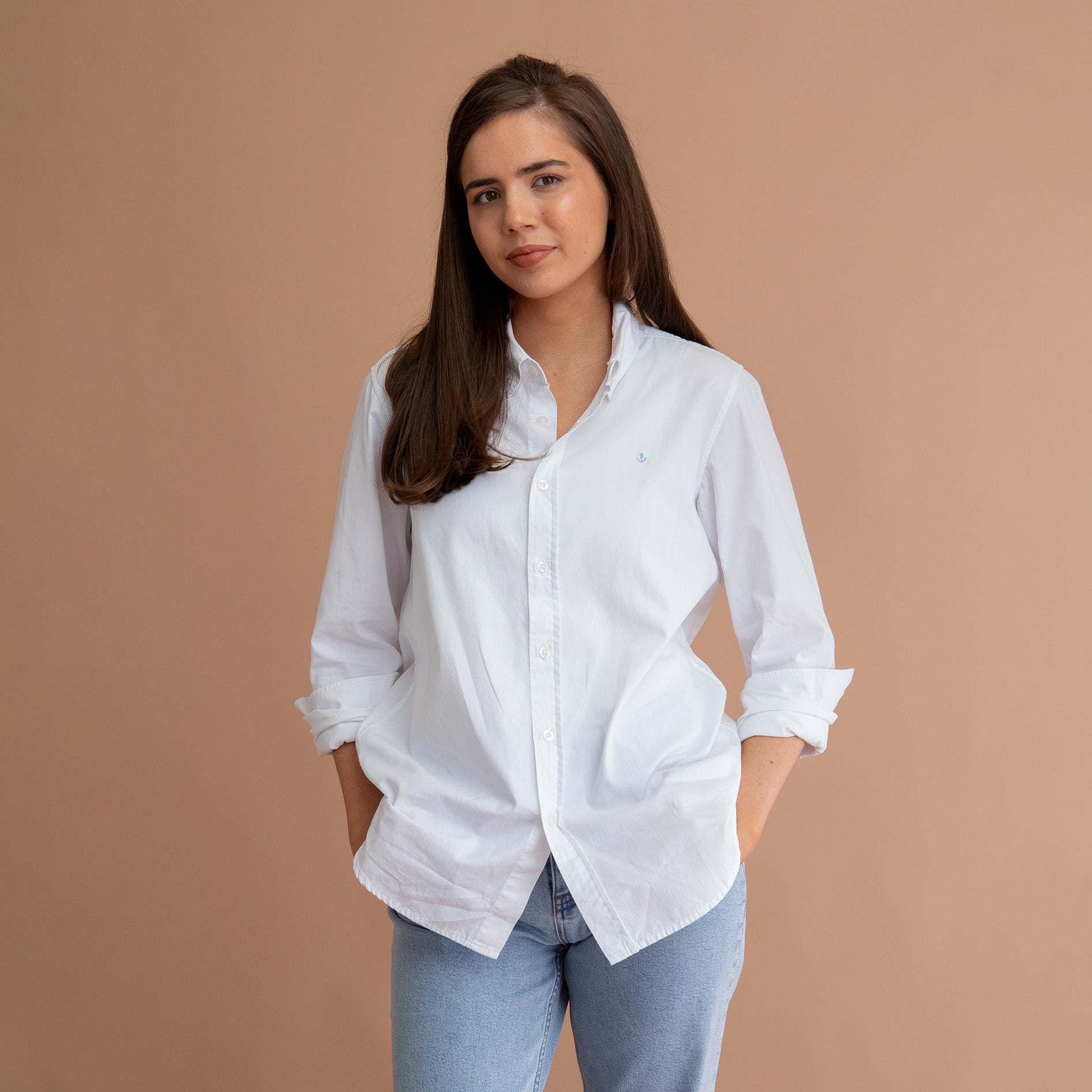 Brooks Unisex Oxford Cotton White Shirt
