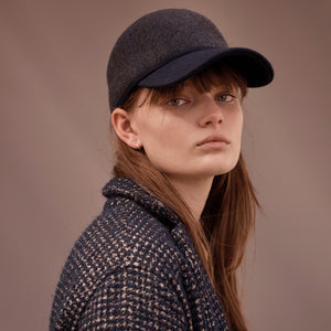 Sarah J Curtis - Dark navy / Charcoal Woollen cap