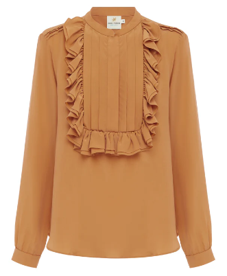 Coco Ribbon - Apricot Tan Ruffle Blouse