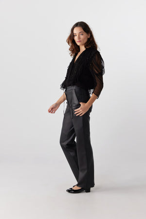 Coco Ribbon - LUXE ITALIAN LEATHER PANT IN BLACK