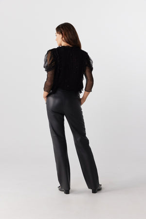 Coco Ribbon - LUXE ITALIAN LEATHER PANT IN BLACK