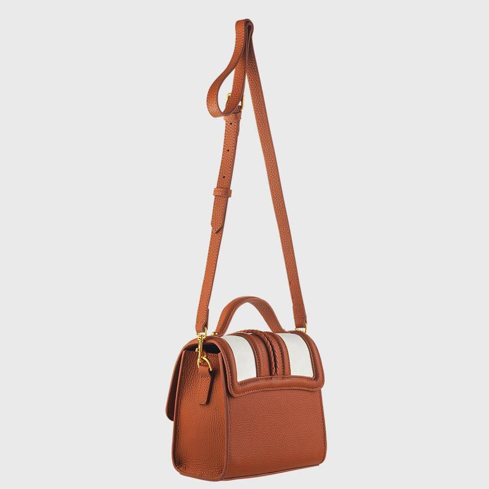 Nikki Williams Pony bag in Tan leather and Canvas