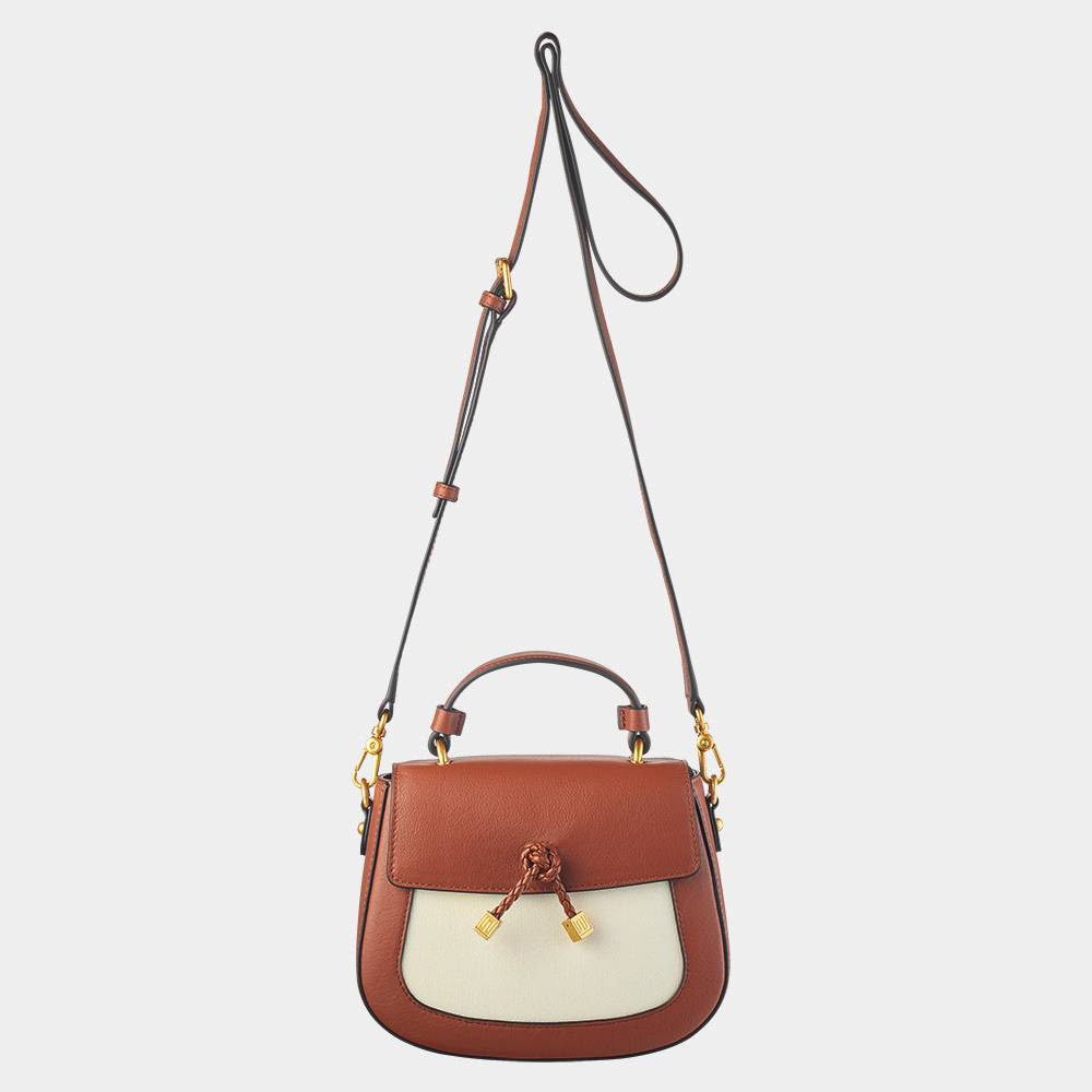 Nikki Williams Belle Bag In Tan leather and canvas