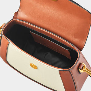 Nikki Williams Belle Bag In Tan leather and canvas