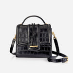 Nikki Williams Pony Bag in Black Croc embossed Leather