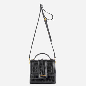 Nikki Williams Pony Bag in Black Croc embossed Leather