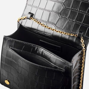Nikki Willims Mione Knot Black Croc embossed leather bag
