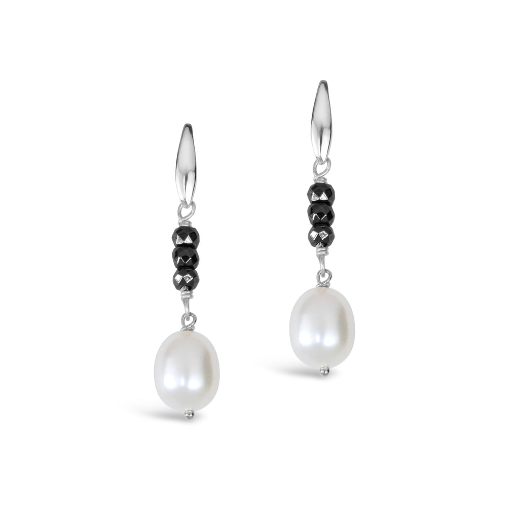 Fairfax and Roberts Real Pearl & Haematite Earrings