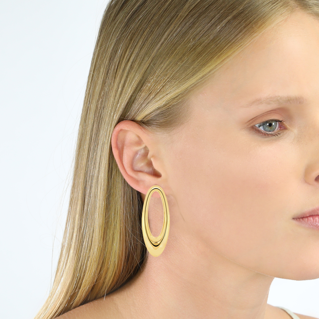 By Fairfax and Roberts Studio 54 Hollow Gold Oval Earrings