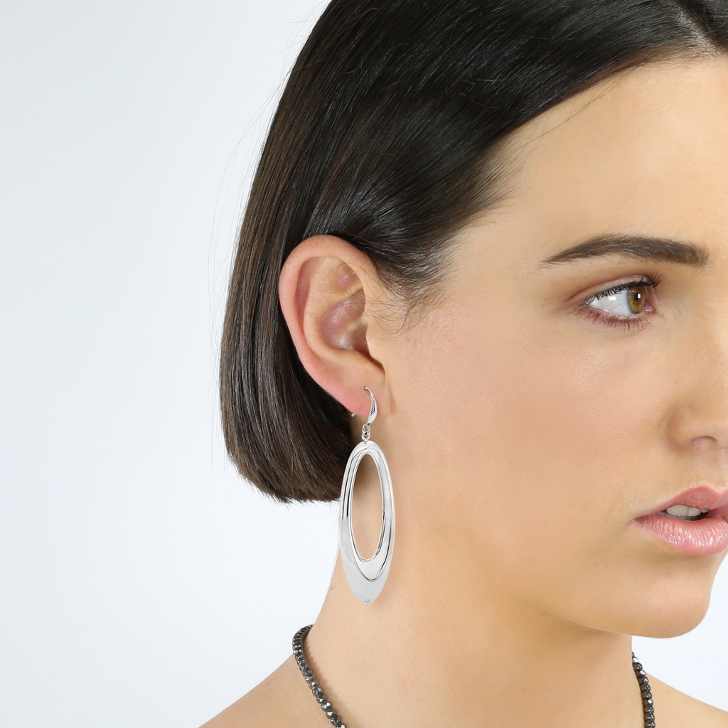 By fairfax and Roberts Studio 54 Hollow Silver  Oval Earrings