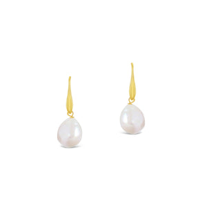 By Fairfax and Roberts - Comet Pearl & 18K Gold Drop Earrings