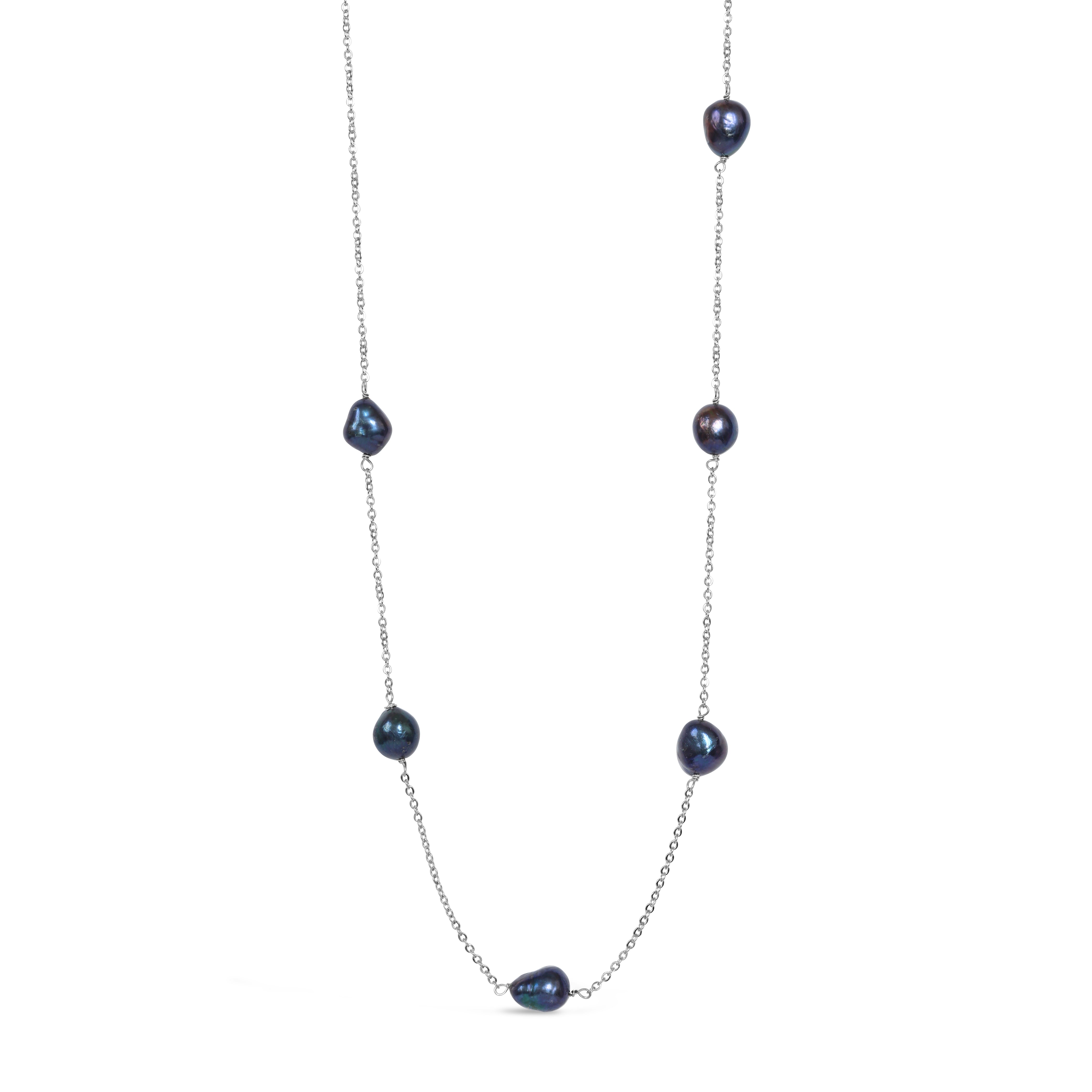 Fairfax and Roberts Palermo 6 Stations Pearl Necklace - Peacock