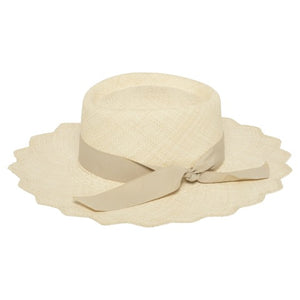 Sarah J Curtis Scalloped Elegance Hat with ivory ribbon