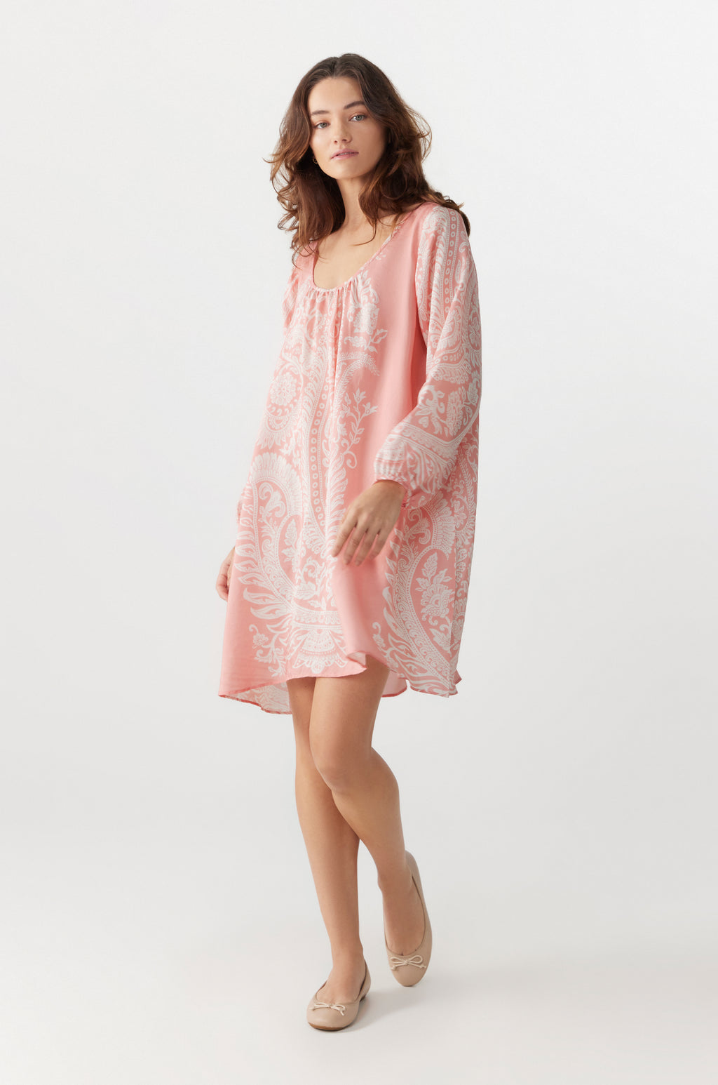 BY Anu Scoop neck Paisley Silk dress Pink