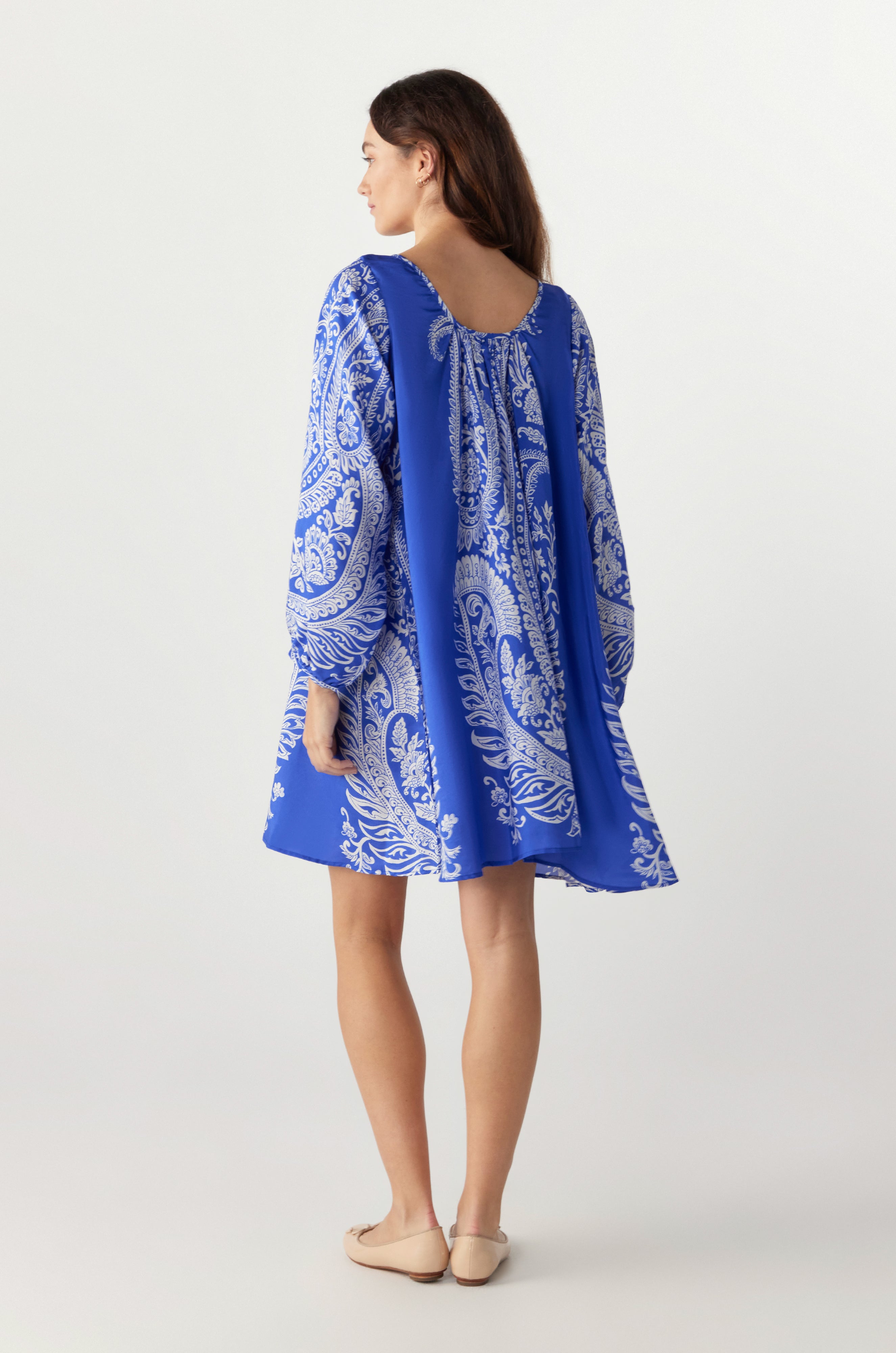 BY Anu Scoop neck Paisley Silk dress Royal Blue