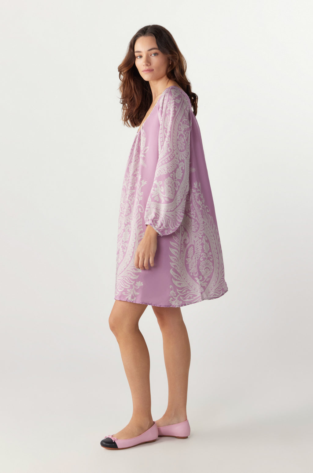 BY Anu Scoop neck Paisley Silk dress Lilac