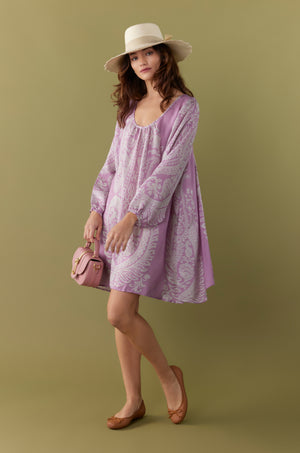 BY Anu Scoop neck Paisley Silk dress Lilac