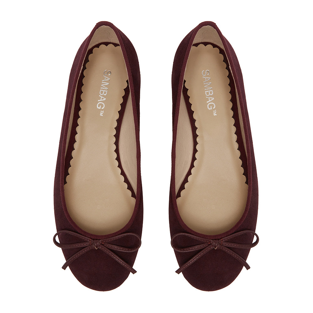 Tina Burgundy Suede Ballet Flat.