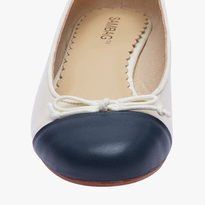 Tina Two Tone Navy stone Patent with leather toe Ballet Flat