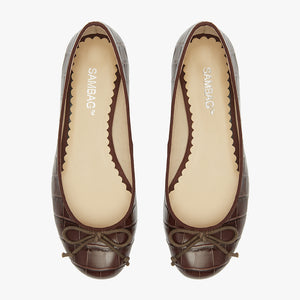 Tina Choc Croc Embossed Leather Ballet flat