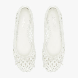 Natalie White Woven Ballet Flat