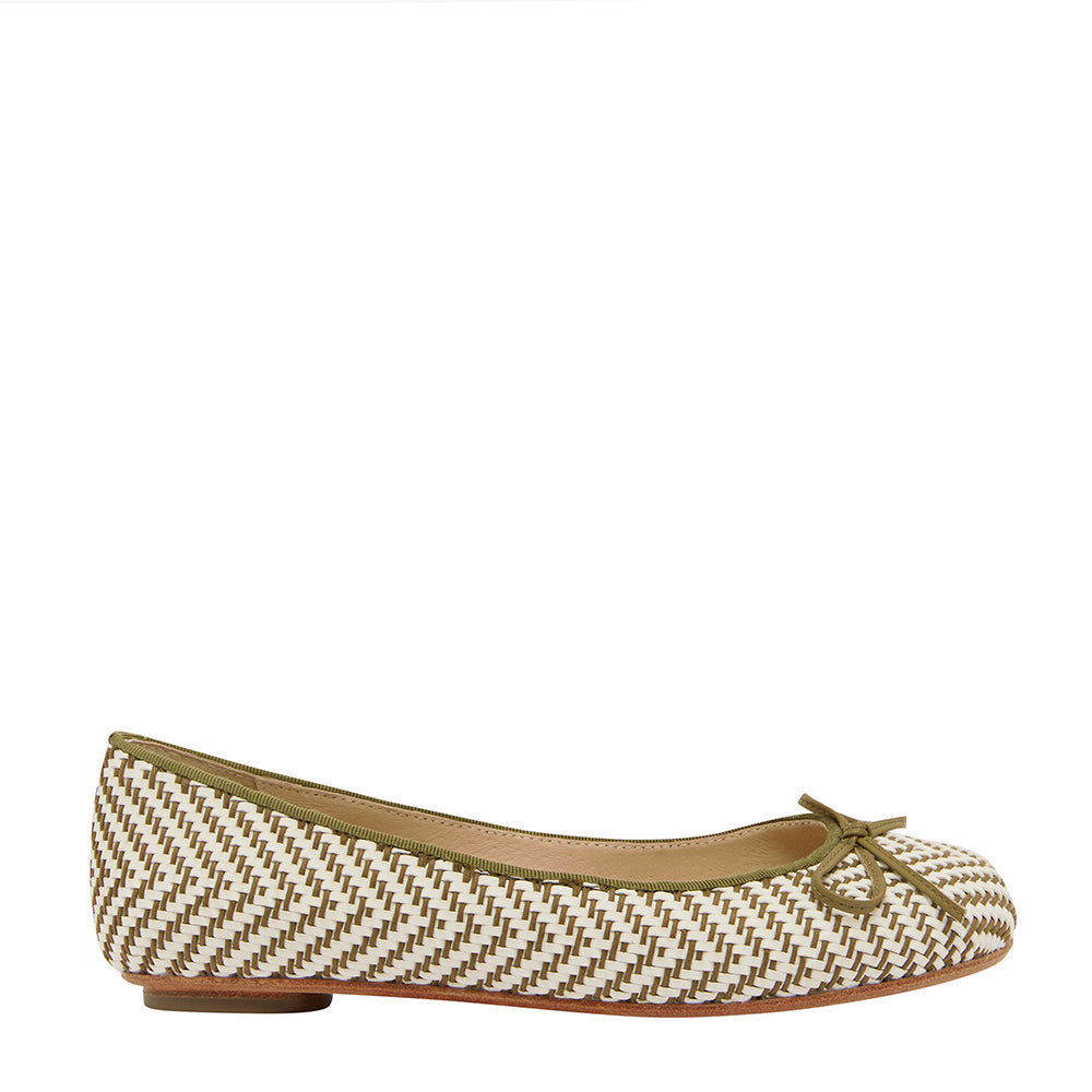 Tina Khaki woven Ballet Flat