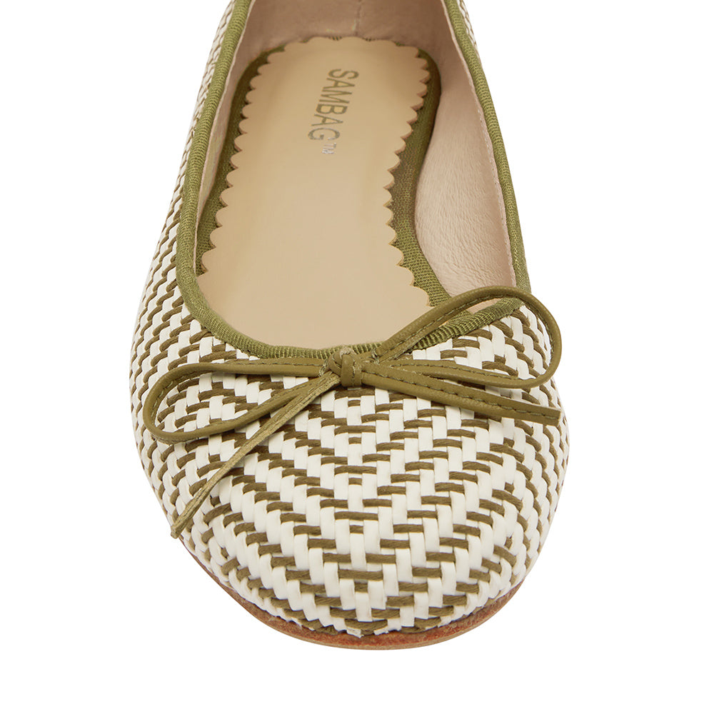 Tina Khaki woven Ballet Flat