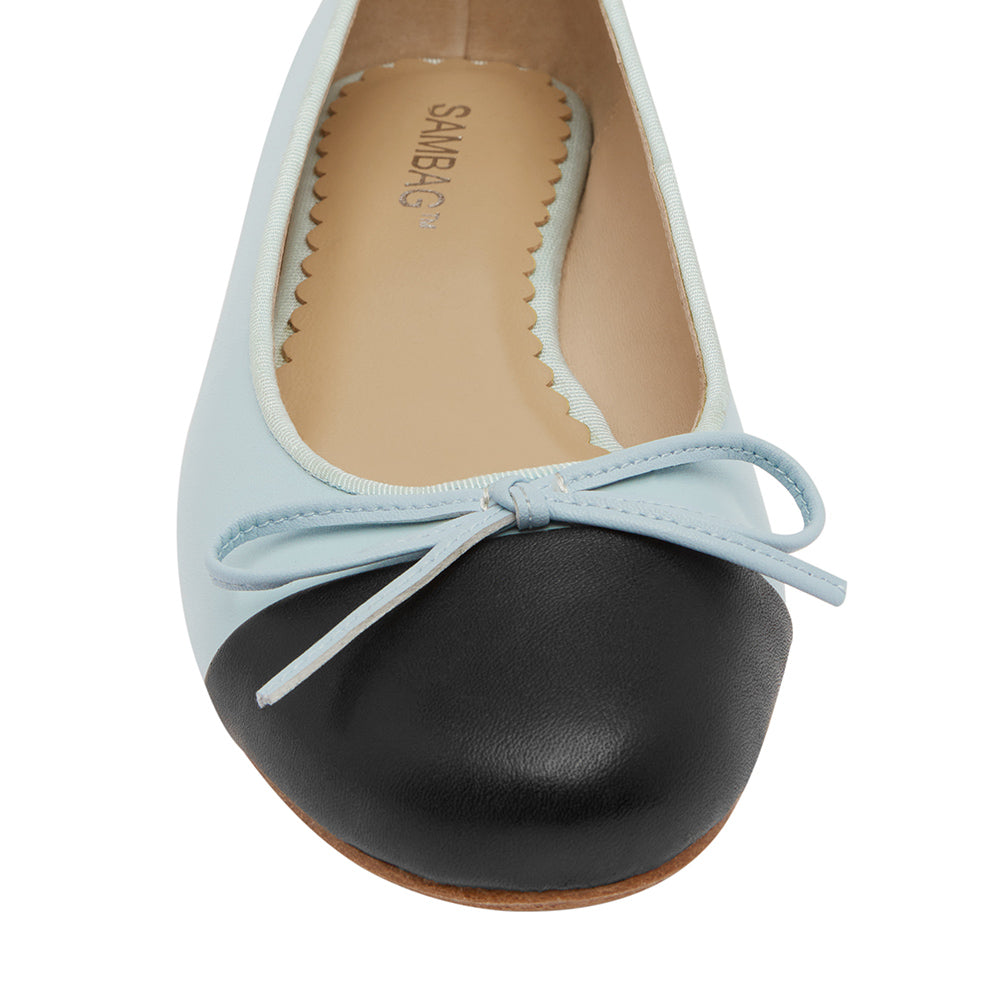 Tina Two tone Blue with black leather Ballet Flat