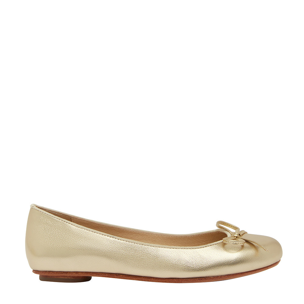 Tina Gold Leather Ballet Flat