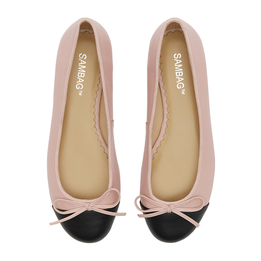 Tina Two Tone Soft Pink with black ballet Flat