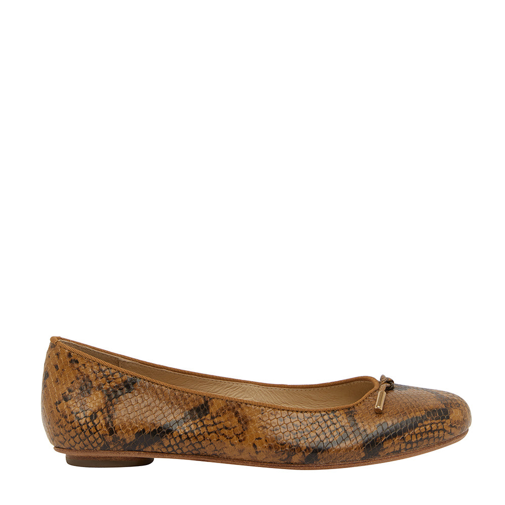 Grace Chocolate Snake Embossed ballet Flat