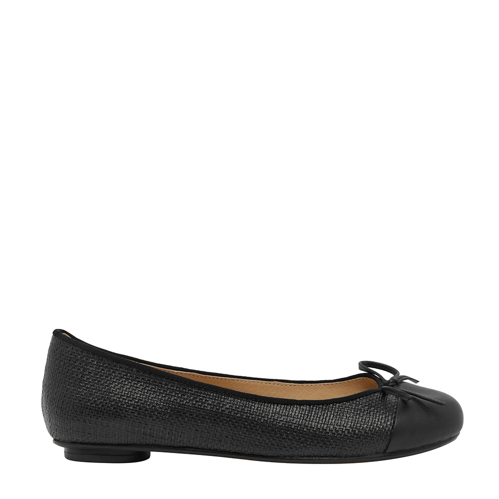 Tina Two Tone Black Woven with black leather Toe cap