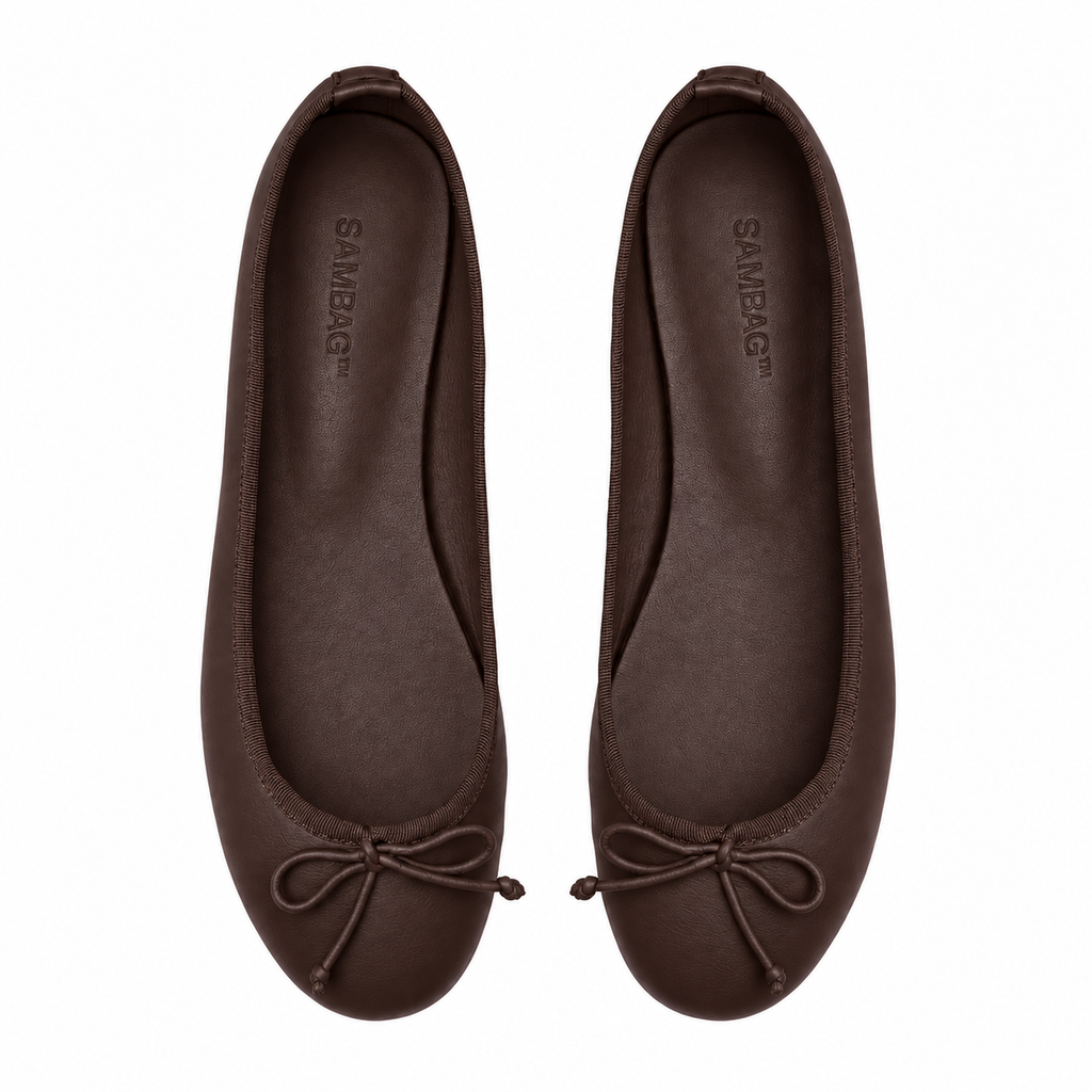 Natalie Chocolate Leather Ballet Flat
