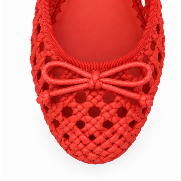 Natalie Red woven Ballet Flat
