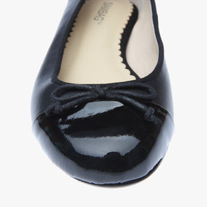 Tina Black Two Tone Black Leather with Black Patent Ballet