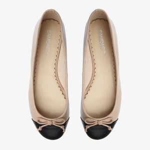 Tina Two Tone Black and Blush Leather ballet Flat