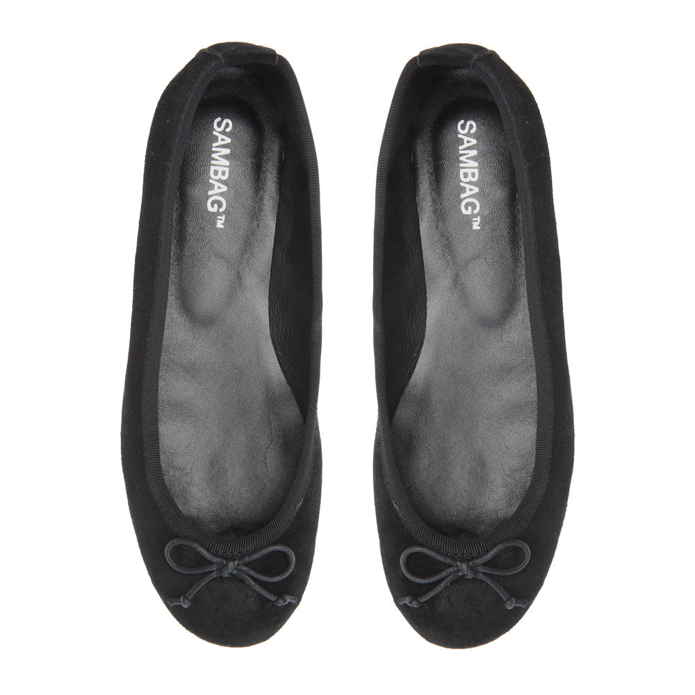 Natalie Black Leather Ballet Flat