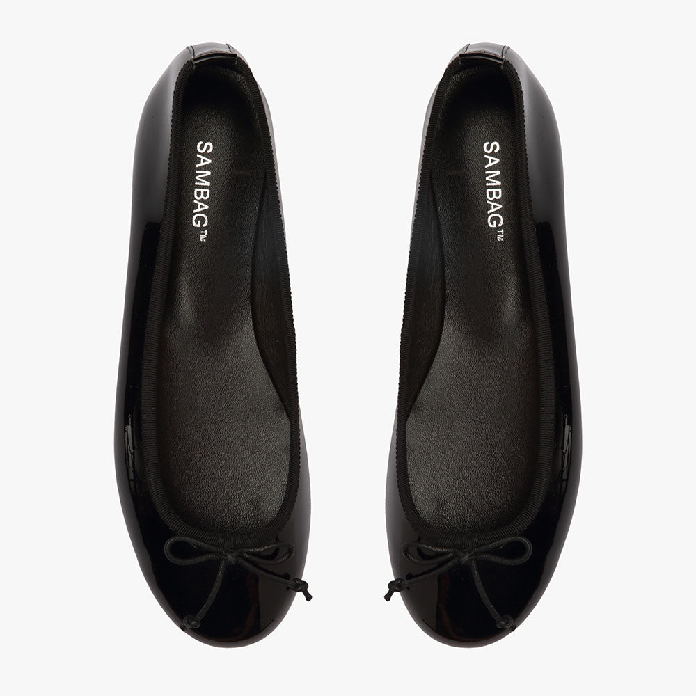 Natalie Black Patent Leather Ballet Flat – SAMBAG