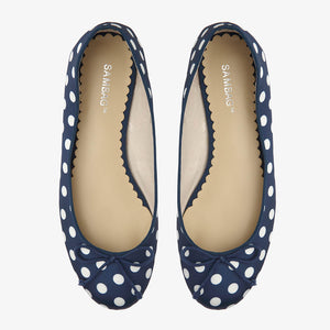 Tina Navy & White Polka Dot Satin Ballet