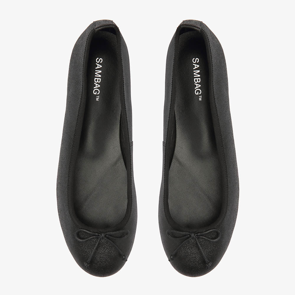 Natalie Black Leather Ballet Flat