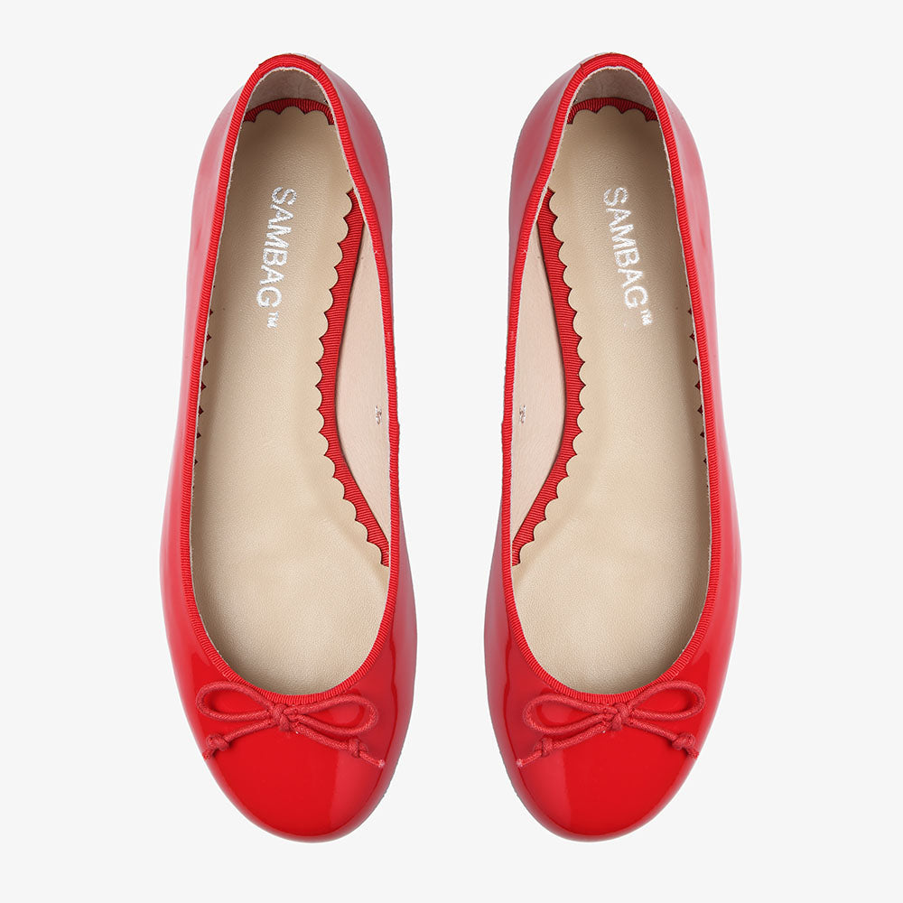 Tina Red Patent Leather Ballet Flat – SAMBAG - Main Image