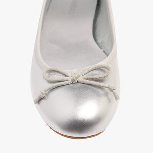 Natalie Silver Leather Ballet Flat