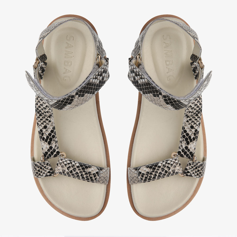 Coco Black & White Snake Leather Sandal